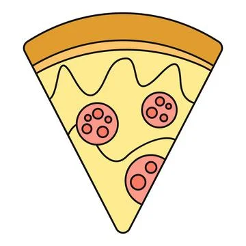 Single slice of pepperoni pizza illustration on white Illustrazione stock