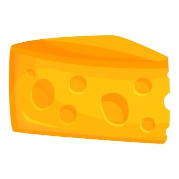 Single slice of swiss cheese isolated on white background Stock Illustration