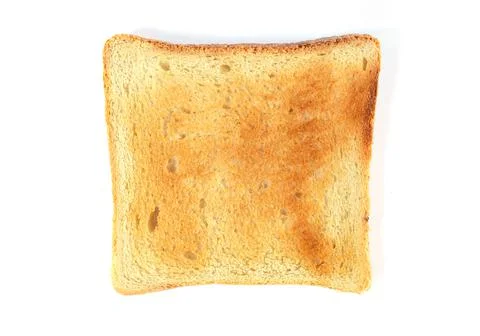 Single slice of toast bread isolated on white Stock Photos