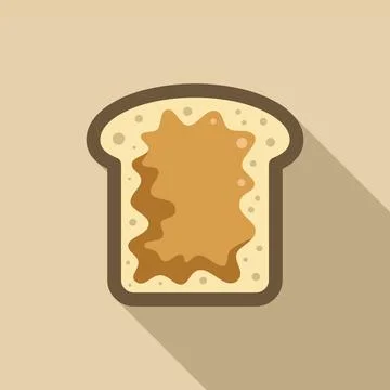 Single slice of white bread with peanut butter drizzled on top Stock Illustration