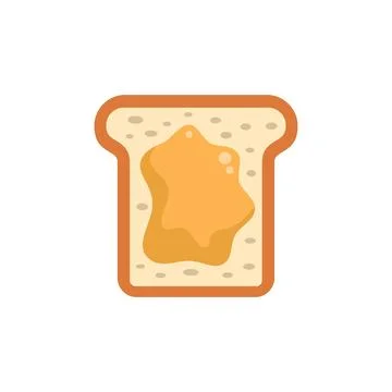 Single slice of white bread with peanut butter spread on top 스톡 일러스트