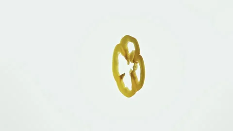 Single Slice of Yellow Bell Pepper on White Background Stock Footage 306351916