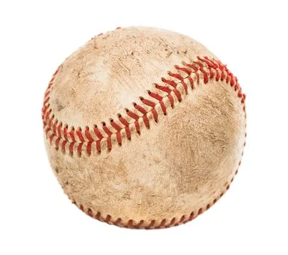 Single Slightly Worn Baseball Isolated on White Background. Stock Photos