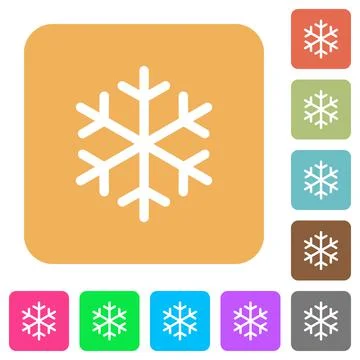 Single snowflake rounded square flat icons Stock Illustration