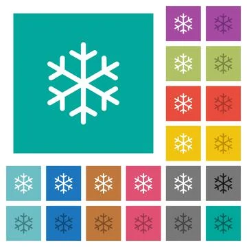 Single snowflake square flat multi colored icons Stock Illustration