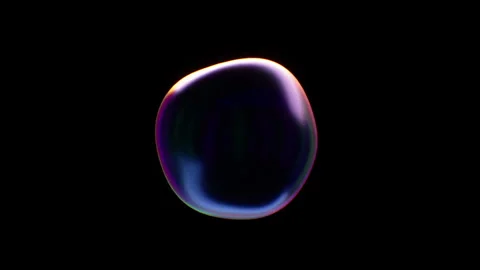 Single Soap bubble isolated flies over a black background for compositing Stock Footage 249674430