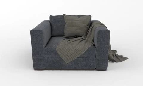 Single Sofa Chair front View furniture 3D Rendering Ilustración de archivo