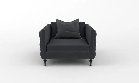Single Sofa Chair front View furniture 3D Rendering Ilustración de archivo
