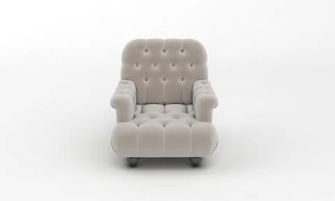 Single Sofa Chair front View furniture 3D Rendering Stock Illustration