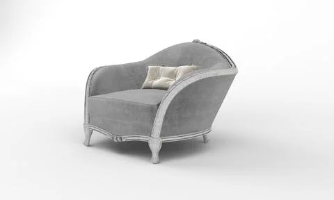 Single Sofa Chair side View furniture 3D Rendering Stock Illustration