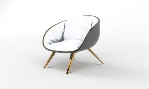 Single Sofa Chair side View furniture 3D Rendering Stock Illustration