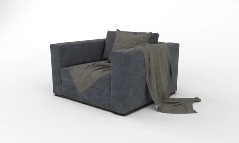 Single Sofa Chair side View furniture 3D Rendering Ilustración de archivo