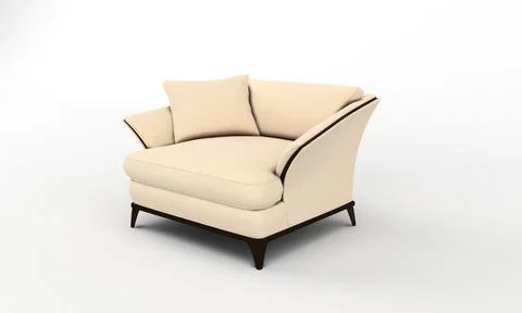 Single Sofa Chair side View furniture 3D Rendering Ilustración de archivo