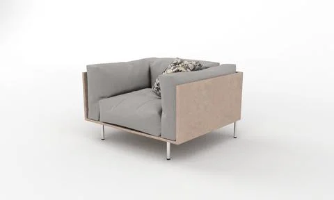 Single Sofa Chair side View furniture 3D Rendering Stock Illustration