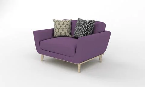 Single Sofa Chair side View furniture 3D Rendering Stock Illustration