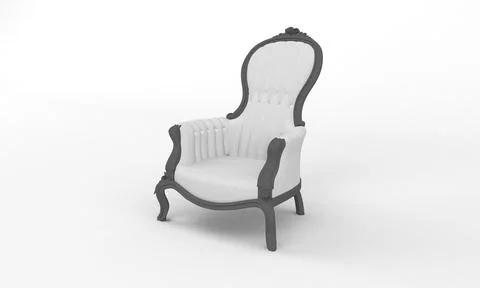 Single Sofa Chair side View furniture 3D Rendering Stock Illustration