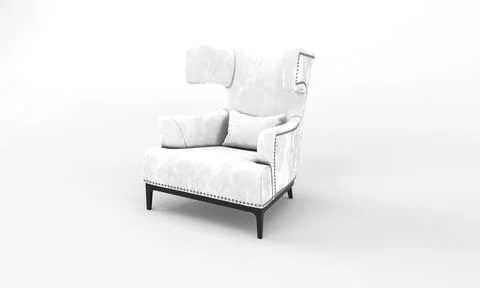 Single Sofa Chair side View furniture 3D Rendering Stock Illustration