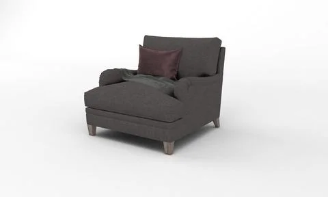 Single Sofa Chair side View furniture 3D Rendering Ilustración de archivo