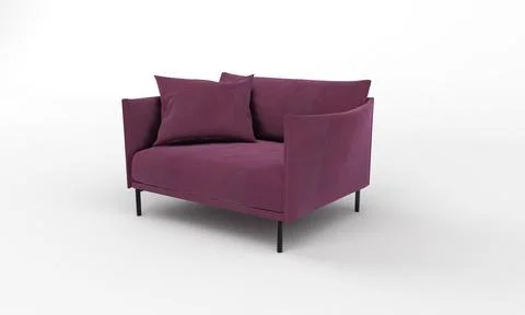 Single Sofa Chair side View furniture 3D Rendering Stock Illustration