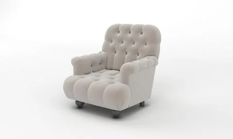 Single Sofa Chair side View furniture 3D Rendering Stock Illustration