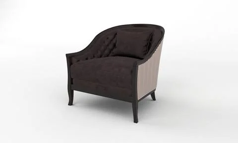Single Sofa Chair side View furniture 3D Rendering Stock Illustration