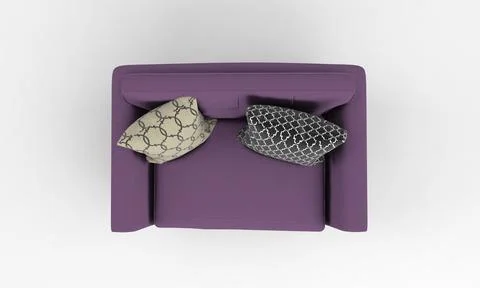 Single Sofa Chair Top View furniture 3D Rendering Ilustración de archivo