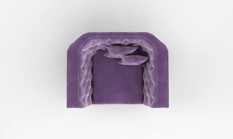 Single Sofa Chair Top View furniture 3D Rendering Stock Illustration