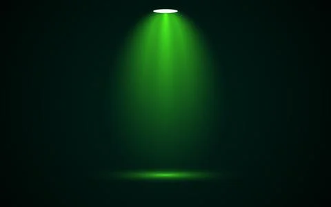 Single soft green spotlight shining down on empty stage Illustrazione stock
