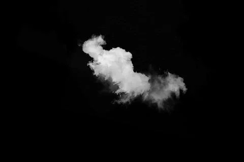 Single soft white cloud isolated on dark black background for compositing Stock Photos