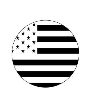 A single solid black circular shape is positioned in the center of a white fi Stock Illustration