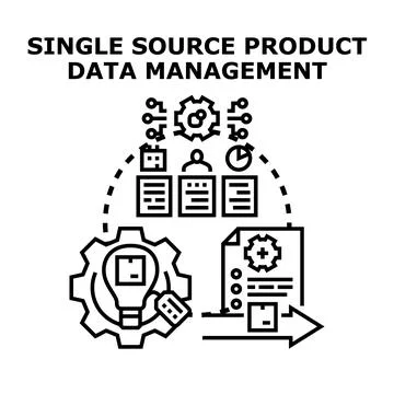 Single source product data management system strategy Stock Illustration