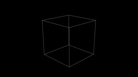 Single Spinning Cube Line Drawing Stock Footage 8560835