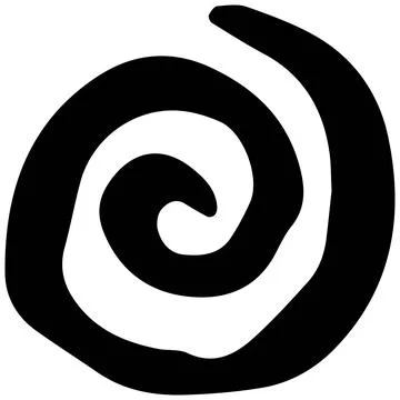 Single spiral or scroll. Rough black vector doodle isolated on transparent 스톡 일러스트