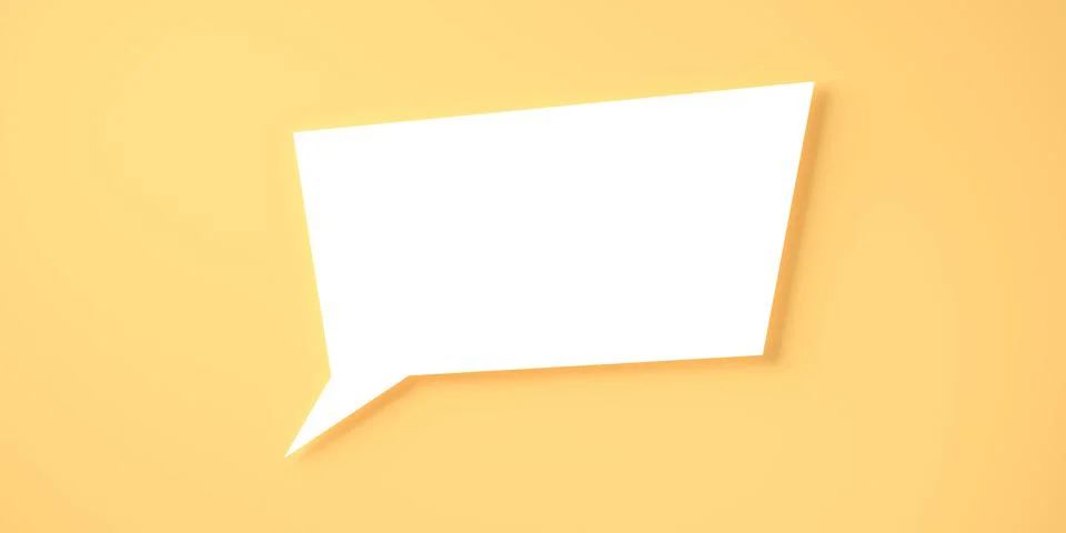 Single square white empty speech bubble or balloon over orange background wit Stock Illustration