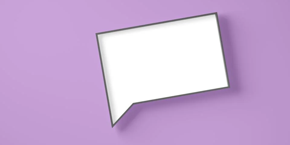 Single, square white empty speech bubble or balloon with black edge or border Stock Illustration