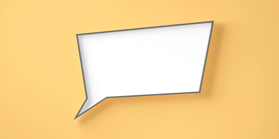 Single square white empty speech bubble or balloon with black edge border ove Stock Illustration