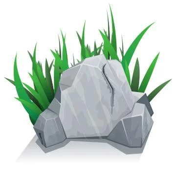 Single stone with grass Illustrazione stock