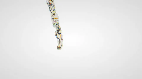 A single stream of clear liquid is pouring on a white background. Stock Footage 122130584