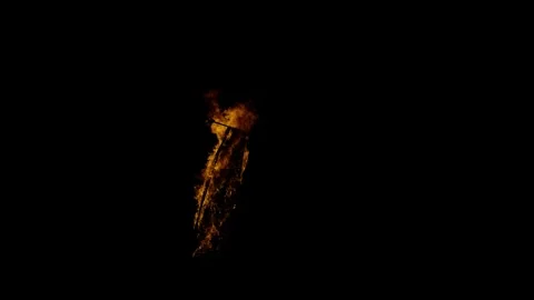 Single Stream Ground Fire VFX Overlay against black Stock Footage 325768859