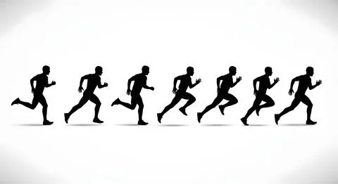 Single Stride Runner Sequence Silhouettes Stock Illustration