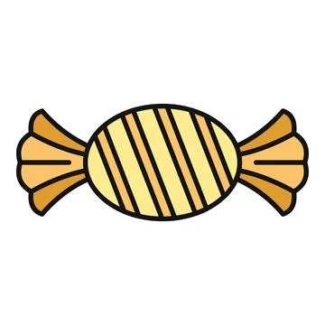Single striped sweet candy in yellow wrapper Stock Illustration