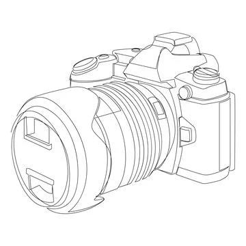 Single stroke camera vector illustration Illustrazione stock
