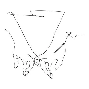 Single stroke drawing of  hand hold with your little fingers. Pinky holding V Stock Illustration