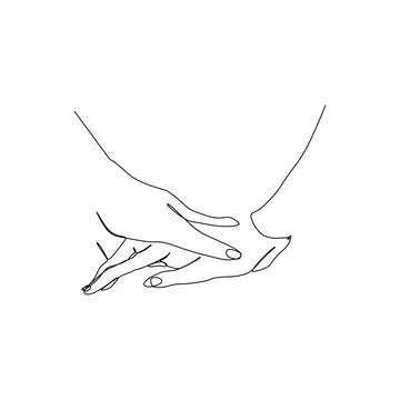 Single stroke line drawing of hands holding each other. Hand holding Vector i Stock Illustration