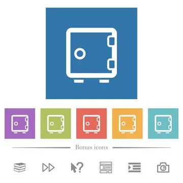 Single strong box outline flat white icons in square backgrounds Stock Illustration