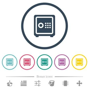 Single strong box solid flat color icons in round outlines Stock Illustration