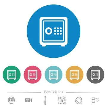 Single strong box solid flat round icons Stock Illustration