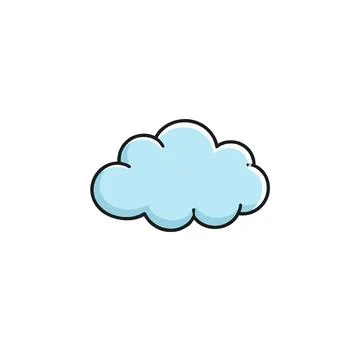 A single stylized azure cloud icon illustration with a black outline agains.. Stock Illustration