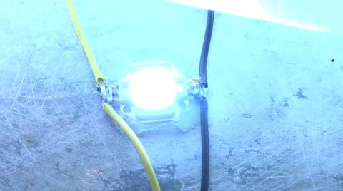 Single Super Bright Led Light 10W Zooming with Flashing . 4K UltraHD, UHD Stock Footage 49174838