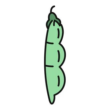 Single sweet pea pod green vegetable illustration Stock Illustration